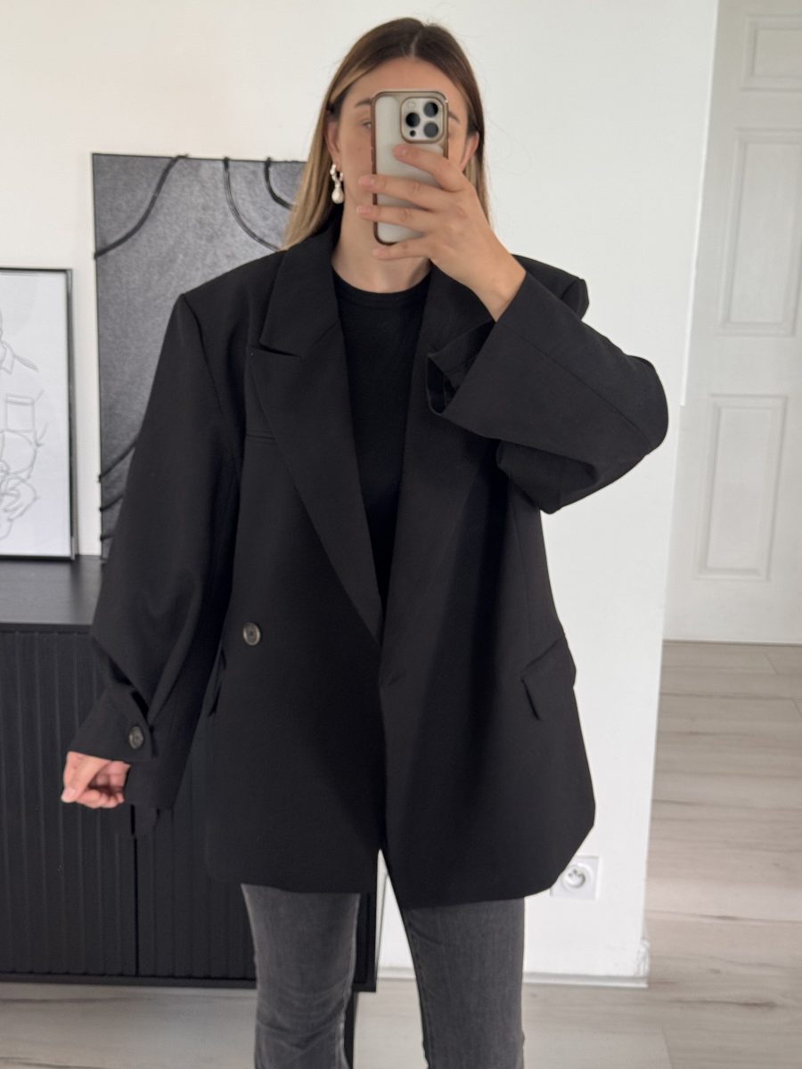 Blazer manche croisée noir – Image 3