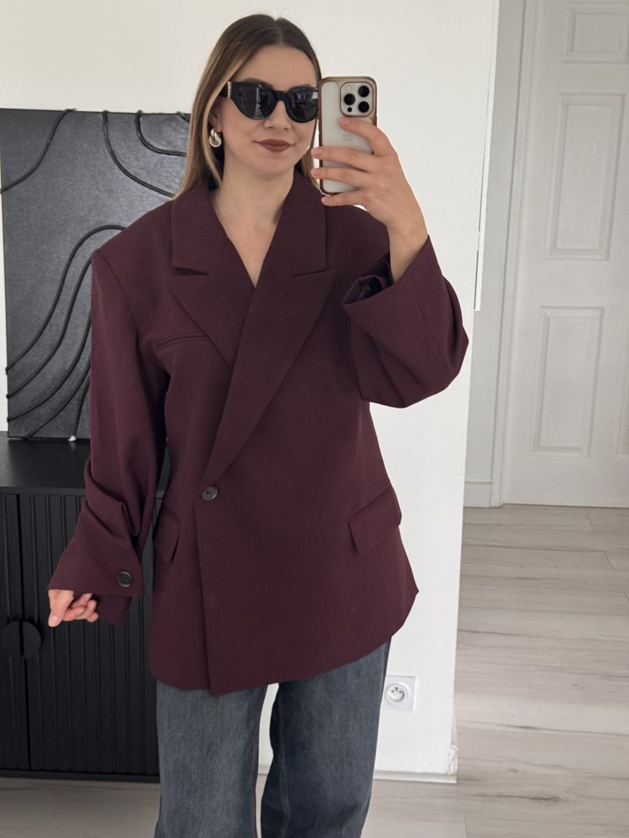 Blazer manche croisée bordeaux – Image 2
