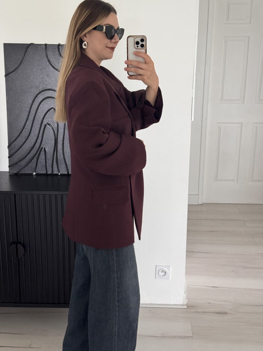 Blazer manche croisée bordeaux – Image 3