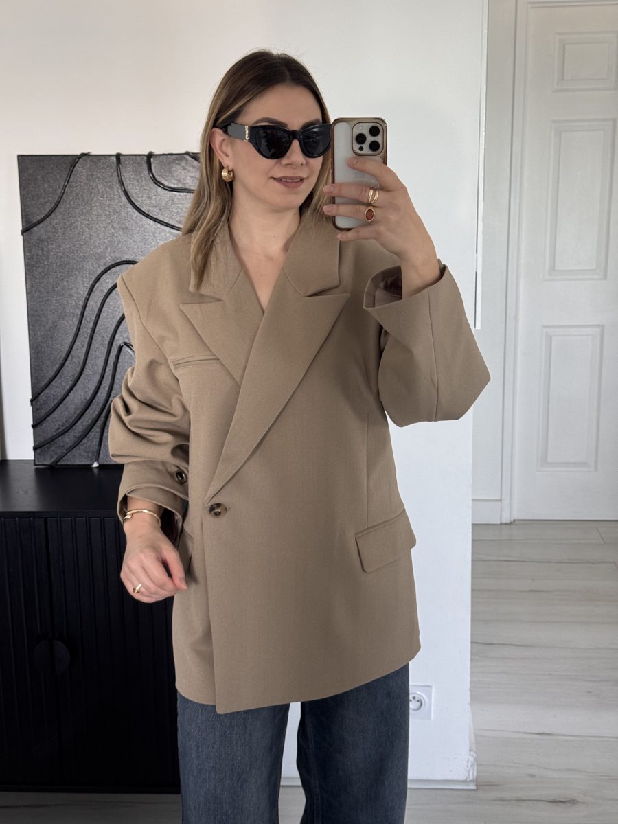 Blazer manche croisée beige