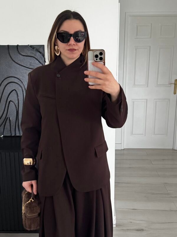 Blazer croisée à col cheminé marron