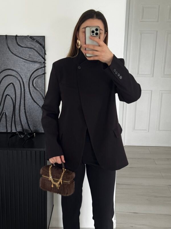 Blazer croisée à col cheminé noir