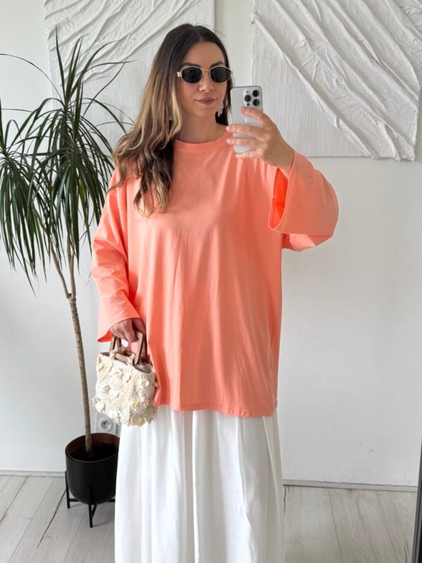 Haut coton fin orange pastel