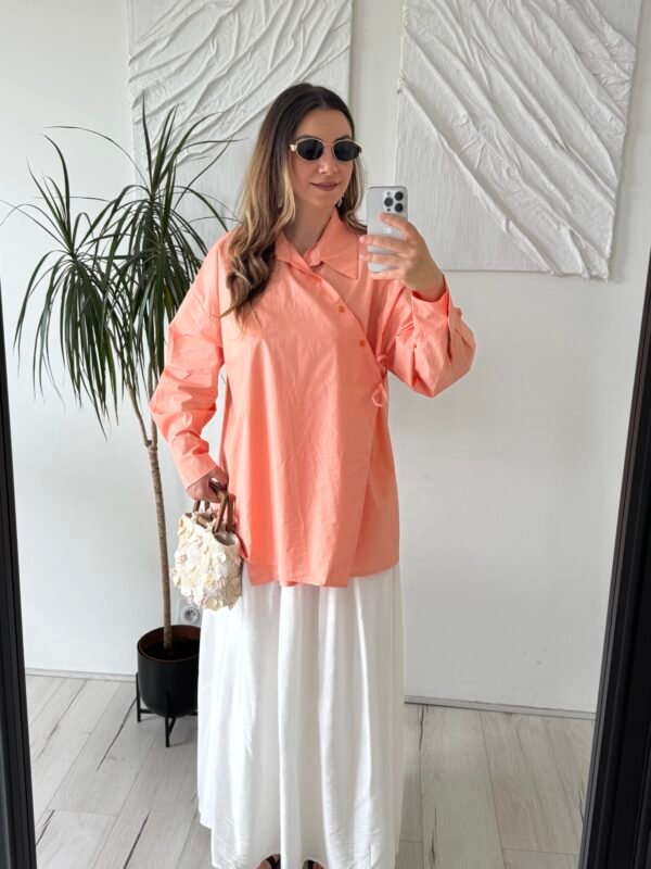 Chemise à nouer orange pastel