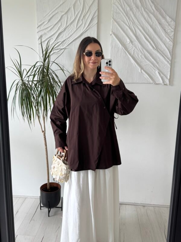 Chemise à nouer marron