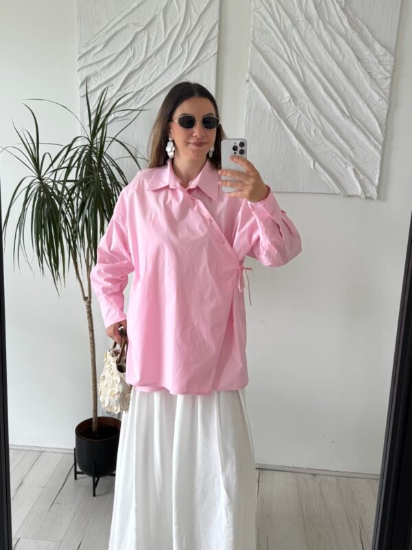 Chemise à nouer rose